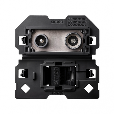 Simon 100 Gniazdo antenowe R/TV-SAT końcowe + komputerowe RJ45 kat.6 (mechanizm bez ramki montażowej) zaciski śrubowe 10000470-039 KONTAKT (10000470-039)