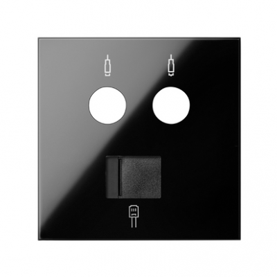 Simon 100 Pokrywa gniazda antenowego R/TV-SAT + komputerowe RJ45 kat.6 czarny 10000072-138 KONTAKT (10000072-138)