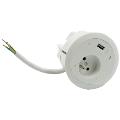 SIMON 480 TS48-330E10C00-33 Gniazdo meblowe 1 gn. typ E + ładowarka USB type A; złącze 10 cm przewód 48330E10C000000-33 KONTAKT (48330E10C000000-33)