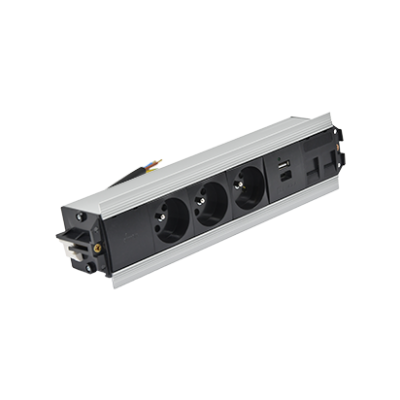 SIMON 480 TS48-530E30BK0-40 Indesk 3 gn. typ E + ładow. USB A+C i płytka dla 2 złączy RJ45 keystone; 48530E30BK00000-40 KONTAKT (48530E30BK00000-40)