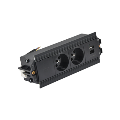 SIMON 480 TS48-530E20B00-44 Indesk 2 gn. typ E + ładowarka USB typ A+C; złącze 10 cm przewód; czarny 48530E20B000000-44 KONTAKT (48530E20B000000-44)