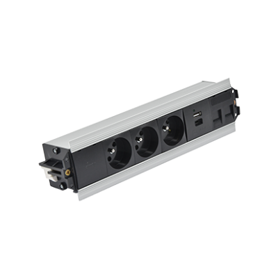 SIMON 480 TS48-510E30BK0-40 Indesk 3 gn. typ E + ładow. USB A+C i płytka dla 2 złączy RJ45 keystone; 48510E30BK00000-40 KONTAKT (48510E30BK00000-40)