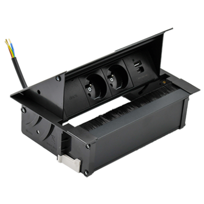 SIMON 480 TS48-730E20B00-44 Cover 2 gn. typ E + ładowarka USB typ A+C; złącze 10 cm przewód; czarny 48730E20B000000-44 KONTAKT (48730E20B000000-44)