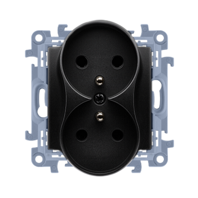 Simon 10 Gniazdo podwójne z/u zaciski śrubowe czarny mat CGZ2M.01/49 KONTAKT (CGZ2M.01/49)