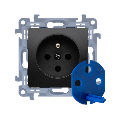 Simon 10 Gniazdo DATA z kluczem uprawniającym 16A 250V zaciski śrubowe czarny CGD1.01/49 KONTAKT (CGD1.01/49)