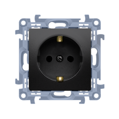 Simon 10 Gniazdo pojedyncze Schuko zaciski śrubowe 6A 250V czarny CGSZ1.01/49 KONTAKT (CGSZ1.01/49)