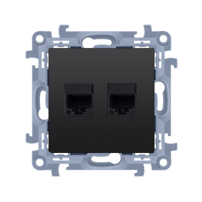 Simon 10 Gniazdo komputerowe podwójne RJ45 kategoria 6 ekranowane czarny C62E.01/49 KONTAKT (C62E.01/49)
