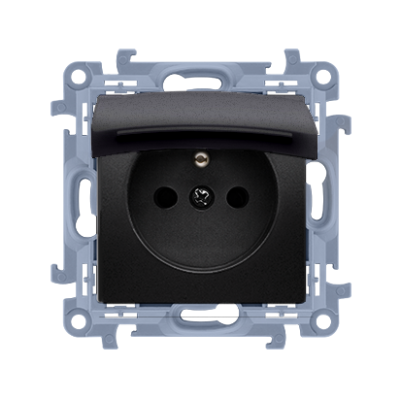 Simon 10 Gniazdo hermetyczne z klapką z/u z uszczelką – klapka w kolorze pokrywy szybkozłączka czarny mat 16A 250V CGZ1BC.01/49 KONTAKT (CGZ1BC.01/49)