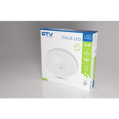 Plafoniera ITALIA LED z czujnikiem ruchu 12W 900lm IP20 AC220-240V 50/60Hz 360 4000K GTV (OS-ITL12W-LED)