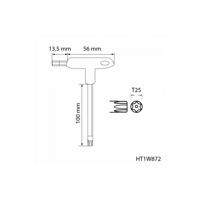 Klucz trzpieniowy torx security typu-T długi TT25 HT1W872 HOEGERT (HT1W872)