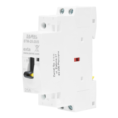 Stycznik modułowy ze sterowaniem ręcznym instalacyjny 25A 2xNO 230V AC TYP: STM-25-20/S ZAMEL (EXT10000287-WUN)