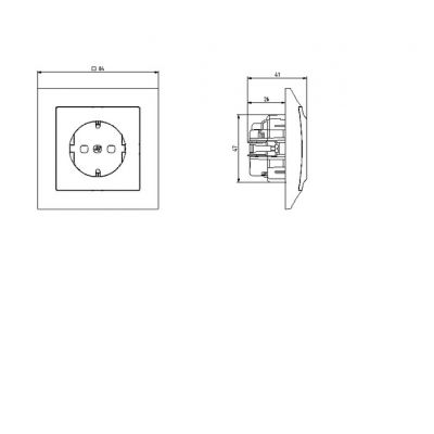 IMPRESJA Gniazdo pojedyncze z uziemieniem schuko z przesłonami torów prądowych ECRU GP-1YSP/m/27 (GP-1YSP/m/27)