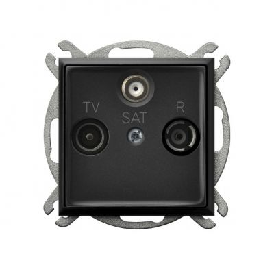 ARIA Gniazdo RTV-SAT przelotowe - kolor czarny metalik (GPA-USP/m/33)