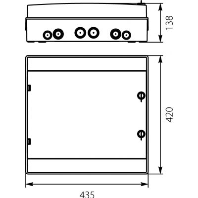 Rozdzielnica hermetyczna natynkowa 3x12 IP65 500VAC/1000VDC RH-36/2B (białe drzwi) 36.135 OPATÓWEK (36.135)