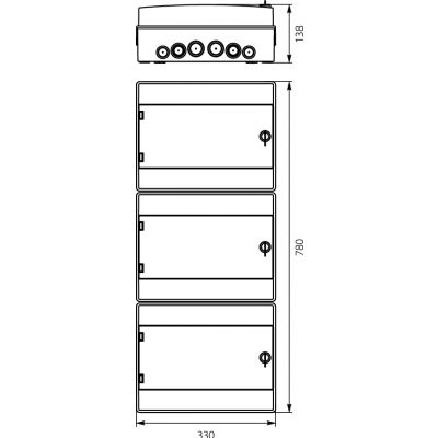 Rozdzielnica hermetyczna natynkowa 3x12 łączona IP65 500VAC/1000VDC RH-36/3B (białe drzwi) 36.42 OPATÓWEK (36.42)