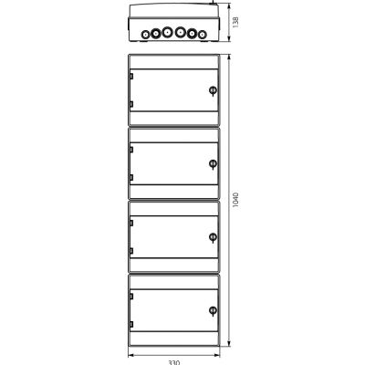 Rozdzielnica hermetyczna natynkowa 4x12 łączona IP65 500VAC/1000VDC RH-48/4B (białe drzwi) 36.47 OPATÓWEK (36.47)