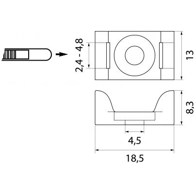 PMP-05-4-UV-100 podstawka montażowa do opasek (100szt) 25.254 OPATÓWEK (25.254)