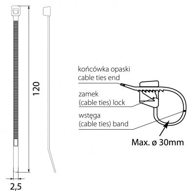 Opaska czarna OZC 25-120 UV (100szt) 25.102 OPATÓWEK (25.102)