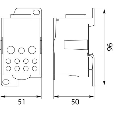 Blok Rozdzielczy UKK-400, na szynę TH35 lub do pow. płaskich, Al/Cu, 1x185mm, 2x35mm, 5x16mm, 4x10mm, 415V AC/DC, 400A 49.5400 OPATÓWEK  (49.5400)