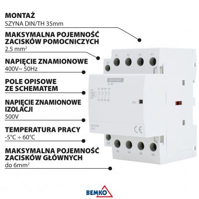 Stycznik modułowy SC301 4P 40A TYP 40 4Z SCHELINGER (A62-SC-301-4P-40-40)