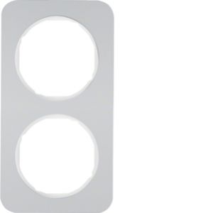 BERKER R.1 Ramka podwójna aluminium/biała 10122174 HAGER (10122174)