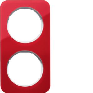 BERKER R.1 Ramka podwójna akryl czerwony przezroczysty/biała 10122349 HAGER (10122349)