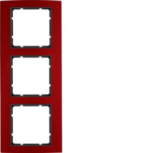 BERKER B.3 Ramka potrójna aluminium czerwony/antracyt 10133012 HAGER (10133012)