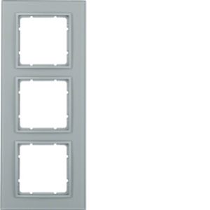 BERKER B.7 Ramka potrójna szkło aluminium/alu mat lakierowana 10136414 HAGER (10136414)