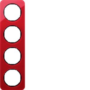 BERKER R.1 Ramka poczwórna akryl czerwony przezroczysty/czarny 10142344 HAGER (10142344)