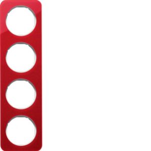 BERKER R.1 Ramka poczwórna akryl czerwony przezroczysty/biała 10142349 HAGER (10142349)