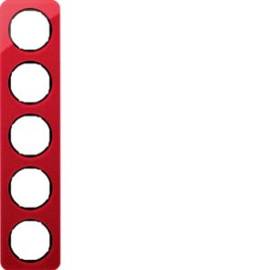 BERKER R.1 Ramka pięciokrotna akryl czerwony przezroczysty/czarny 10152344 HAGER (10152344)