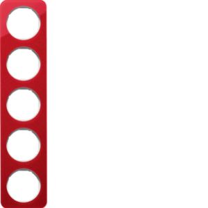 BERKER R.1 Ramka pięciokrotna akryl czerwony przezroczysty/biała 10152349 HAGER (10152349)