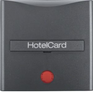 BERKER B.X Nasadka z nadrukiem i czerwoną soczewką do łącznika na kartę hotelową antracyt 16401606 HAGER (16401606)