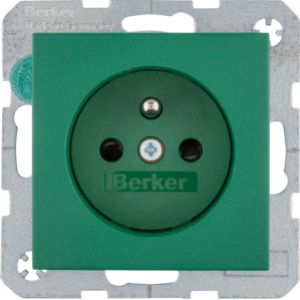 BERKER B.3/B.7 Płytka czołowa z przysłonami styków do gniazda z uziemieniem zielony 3965760063 HAGER (3965760063)