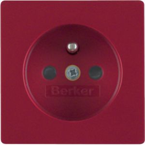 BERKER Q.x Płytka czołowa z przysłonami styków do gniazda z uziemieniem do obwodów specjalnych czerwony aksamit 3965766012 HAGER (3965766012)