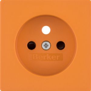 BERKER Q.x Płytka czołowa z przysłonami styków do gniazda z uziemieniem do obwodów specjalnych pomarańcz, aksamit 3965766014 HAGER (3965766014)