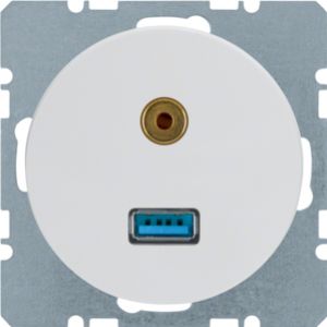 BERKER R.1/R.3 Gniazdo USB/3.5mm audio biały 3315392089 (3315392089)