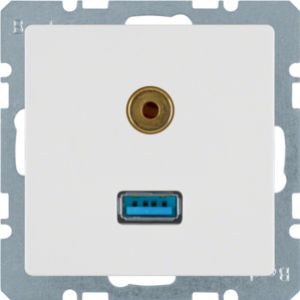 BERKER Q.x Gniazdo USB/3.5mm audio biały aksamit 3315396089 HAGER (3315396089)