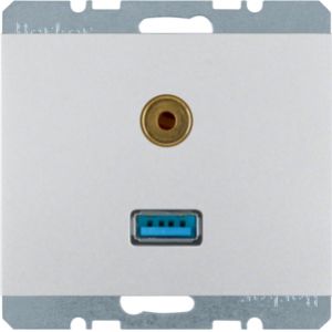 BERKER K.5 Gniazdo USB/3.5mm audio aluminium 3315397003 HAGER (3315397003)