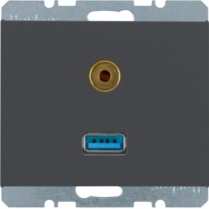BERKER K.1 Gniazdo USB / 3,5mm Audio, antracyt 3315397006 HAGER (3315397006)