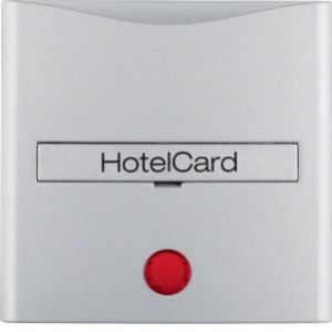 BERKER B.Kwadrat/B.7 Nasadka z nadrukiem i czerwoną soczewką do łącznika na kartę hotelową, aluminium mat, lakierowana 16401404 (16401404)