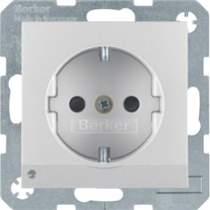BERKER B.Kwadrat/B.7 Gniazdo SCHUKO z uziemieniem z podświetleniem orientacyjnym LED, aluminium 41091404 (41091404)