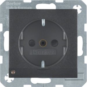 BERKER B.X Gniazdo SCHUKO z uziemieniem z podświetleniem orientacyjnym LED, antracyt mat 41091606 (41091606)