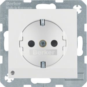 BERKER B.X Gniazdo SCHUKO z uziemieniem z podświetleniem orientacyjnym LED, biały 41098989 (41098989)