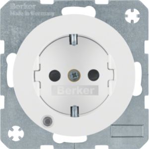 BERKER R.1/R.3 Gniazdo SCHUKO z diodą kontrolną LED biały 41102089 HAGER (41102089)
