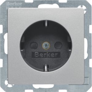 BERKER Q.x Gniazdo SCHUKO kompletne aluminium aksamit lakierowana 47236084 (47236084)