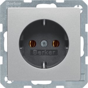BERKER Q.x Gniazdo SCHUKO kompletne aluminium aksamit lakierowana 47436084 HAGER (47436084)
