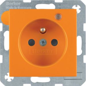 BERKER S.1/B.3/B.7 Gniazdo z uziemieniem i LED kontrolną z podwyższoną ochroną styków pomarańczowy 6765091914 (6765091914)