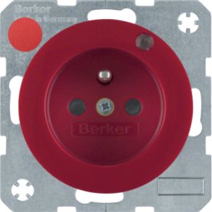 BERKER R.1/R.3 Gniazdo z uziemieniem i diodą kontrolną LED czerwony połysk 6765092022 HAGER (6765092022)