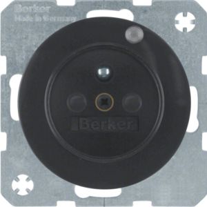 BERKER R.1/R.3 Gniazdo z uziemieniem i diodą kontrolną LED, czarny, połysk 6765092045 HAGER (6765092045)